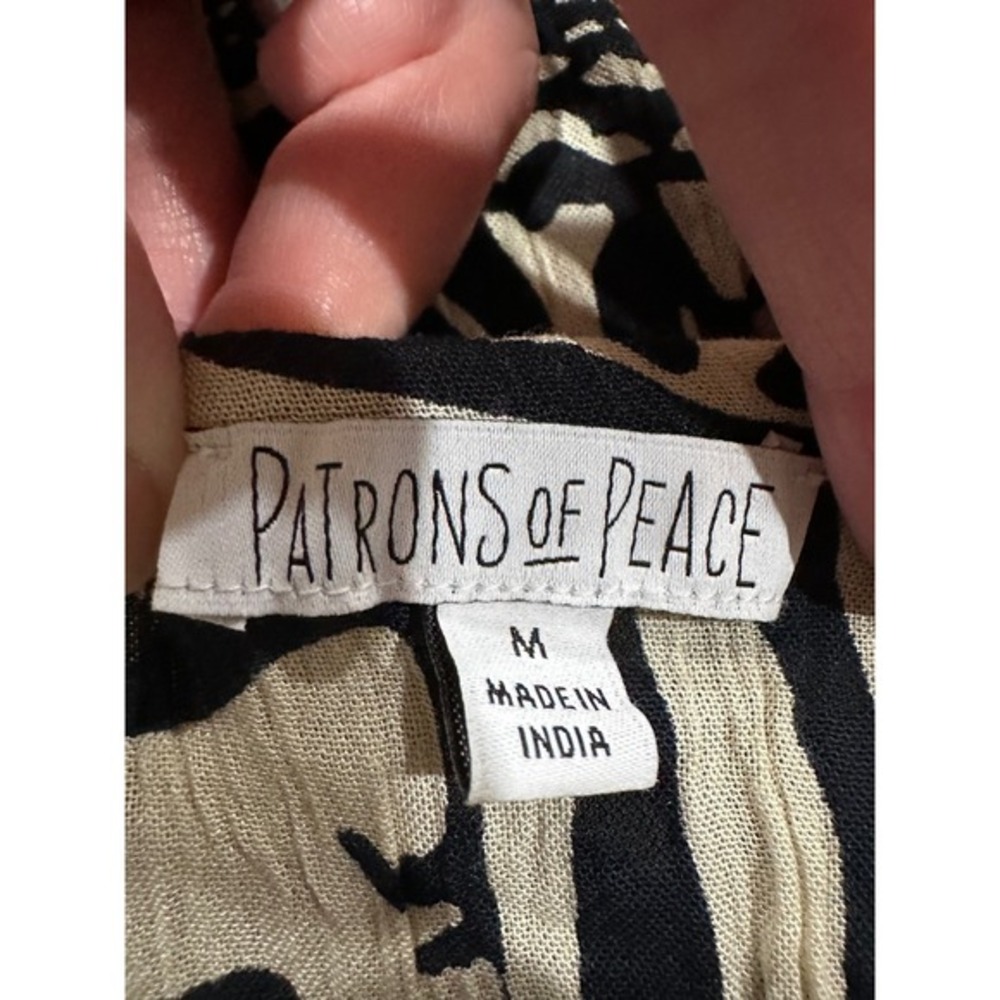 Patrons of Peace Mixed Print Cami Tank Top Womens M Boho Black‎ Cream - Picture 5 of 5